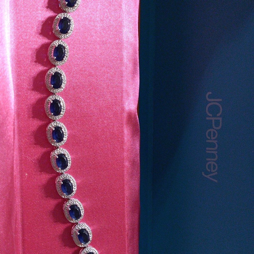 Blue and white lab-created sapphire bracelet